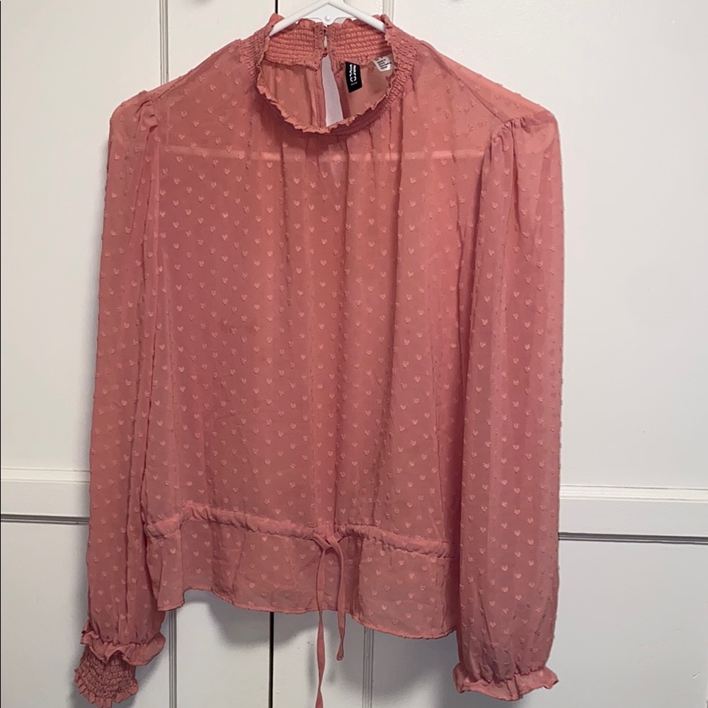 Divided H&M Size 8 Pink Blouse with Mock Turtleneck